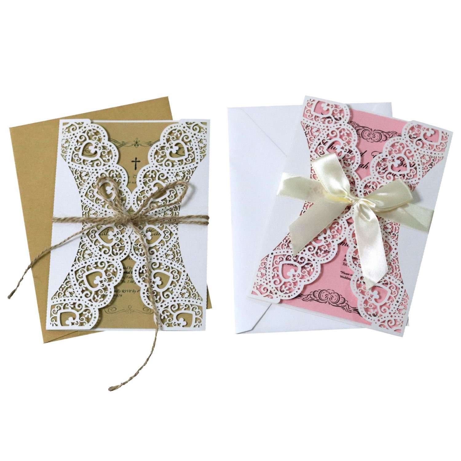 Vellum Paper Invitation White Butterfly Pattern Valentine's Day Greeting Card